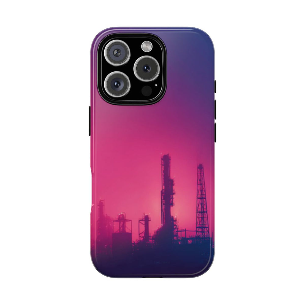 Industrieel Silhouet met Neon Gloed