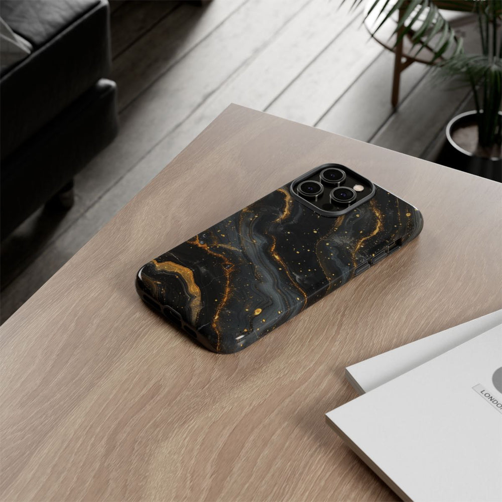 Zwart-Gouden Marmer Abstract Patroon