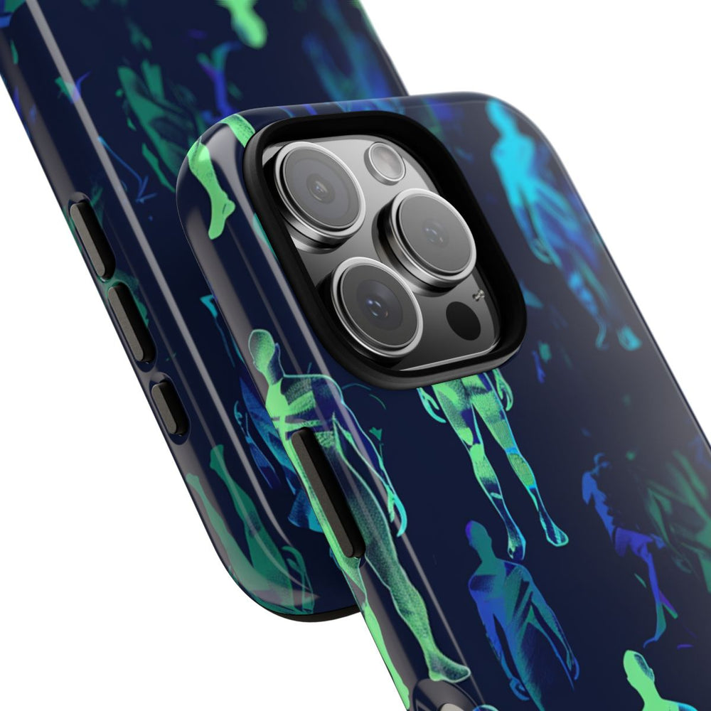 Blauw-Groene Neon Figurenpatroon