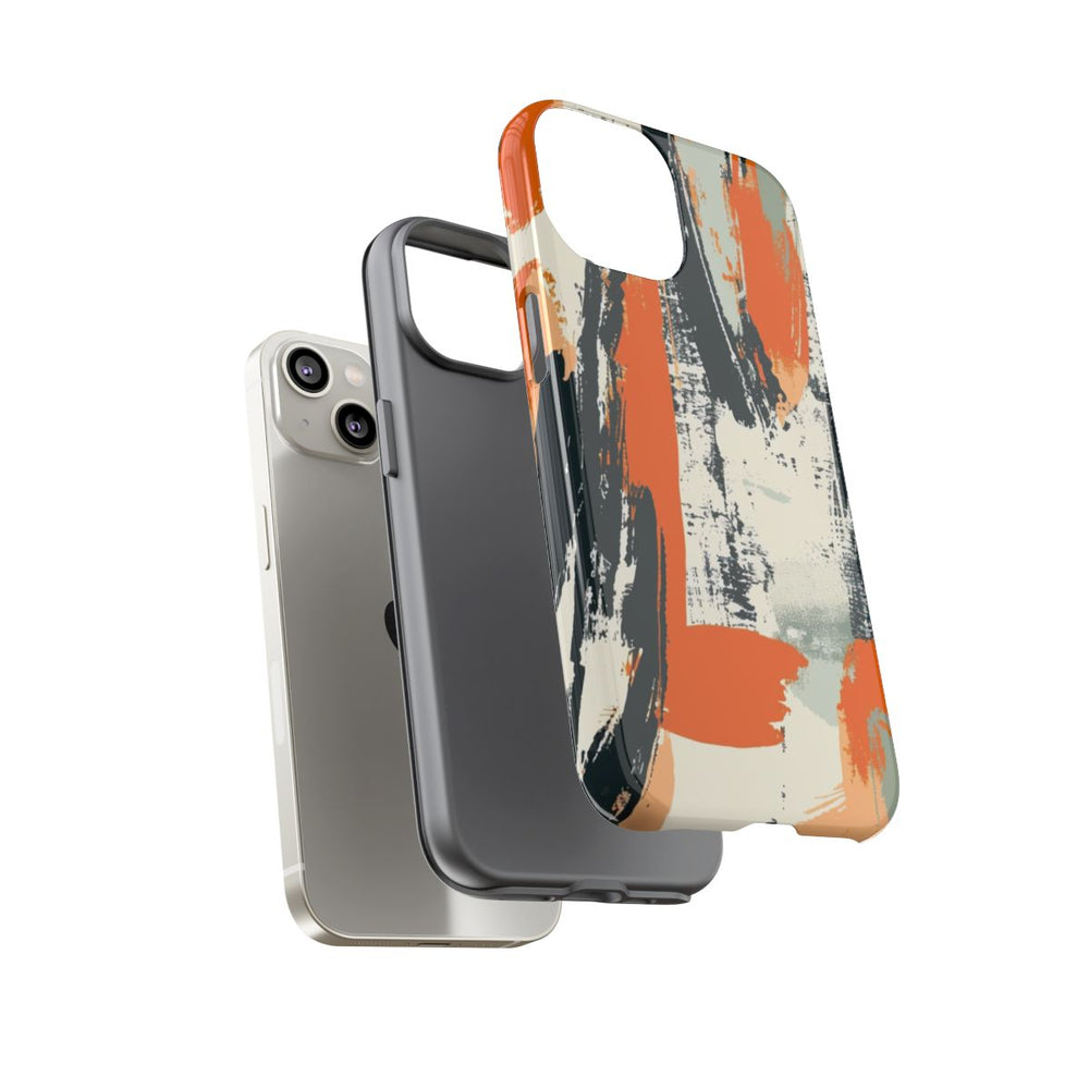 Abstract Oranje-Zwart Penseelstrepenpatroon