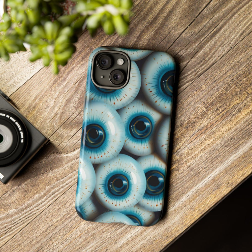 Glanzend Hoesje met Blauw Oogpatroon