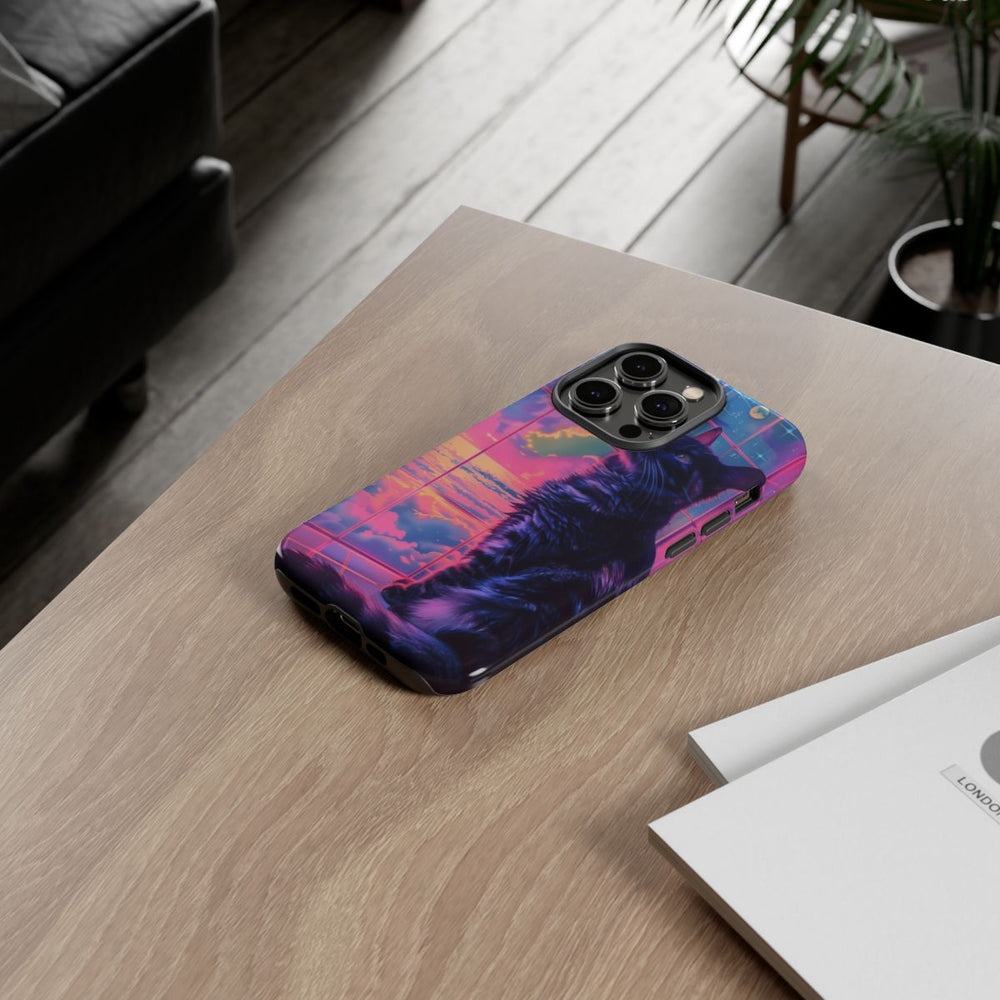 Lofi Vaporwave Kat met Neonlucht