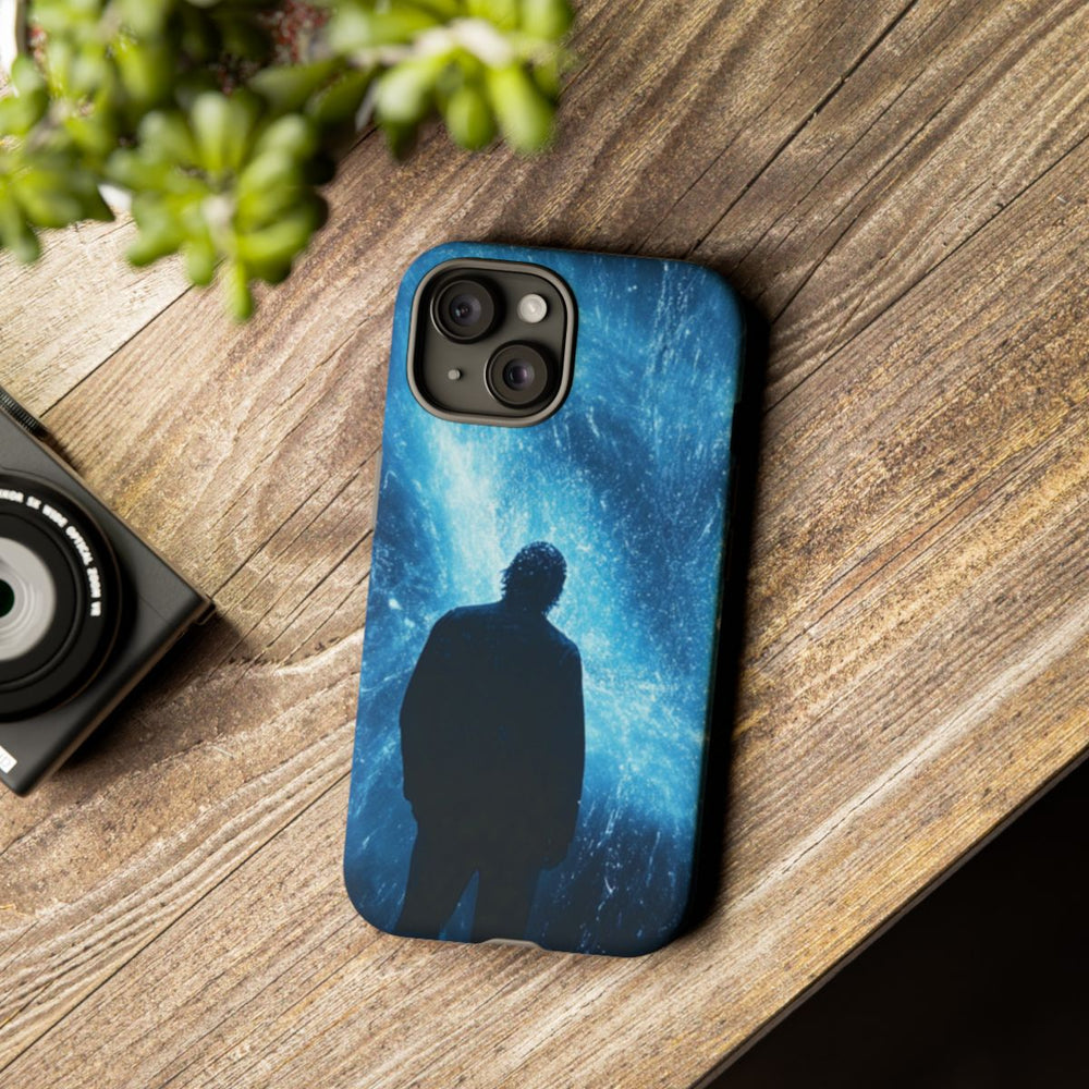 Silhouet met Blauwe Lichtflits