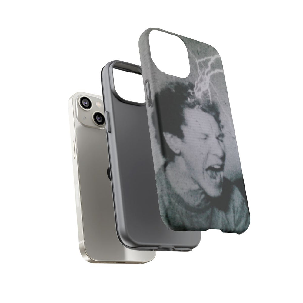 Zwart-Wit Portret met Bliksemeffect en Vintage Look
