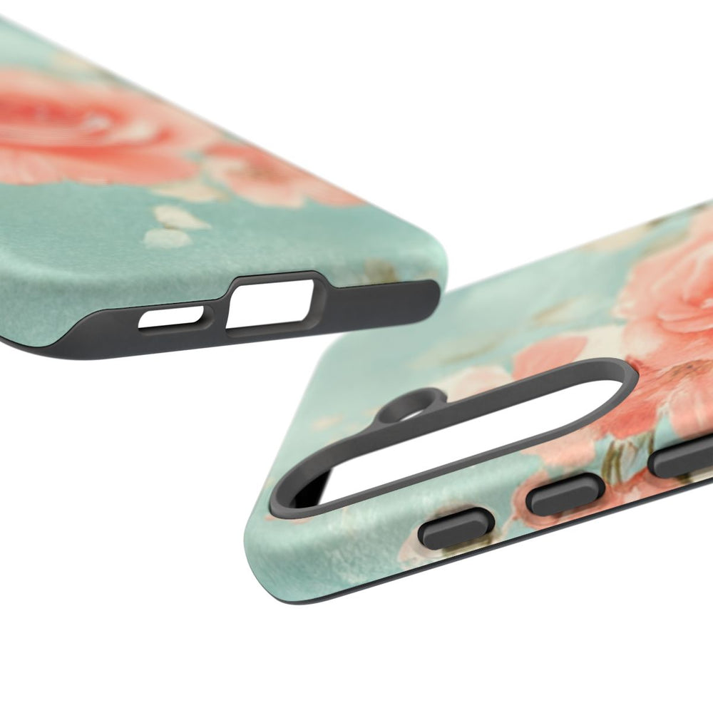 Aquarel Roze Rozen op Turquoise Achtergrond