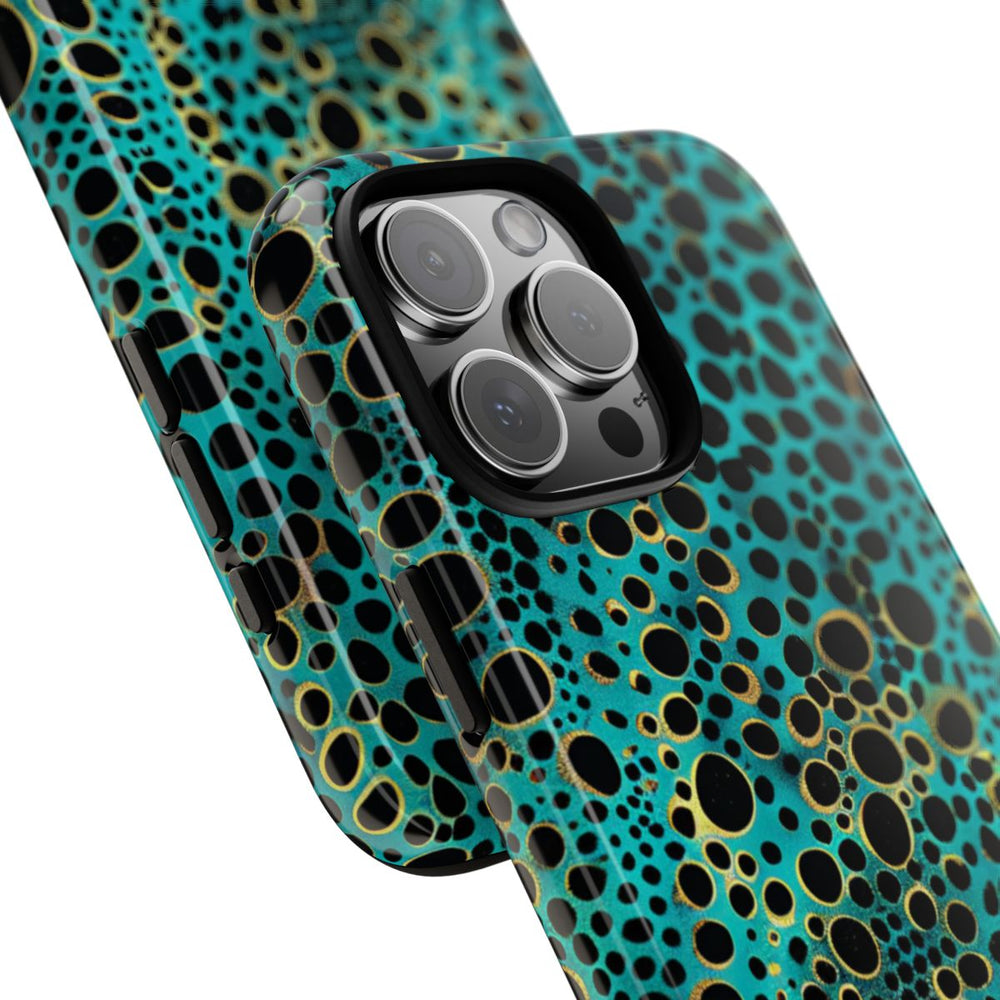 Turquoise en Zwart Abstract Stippenpatroon
