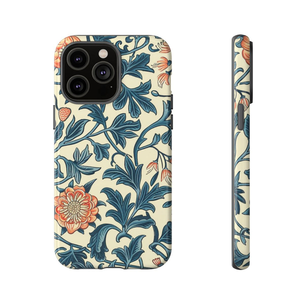 Blauw-Oranje Bloemenpatroon