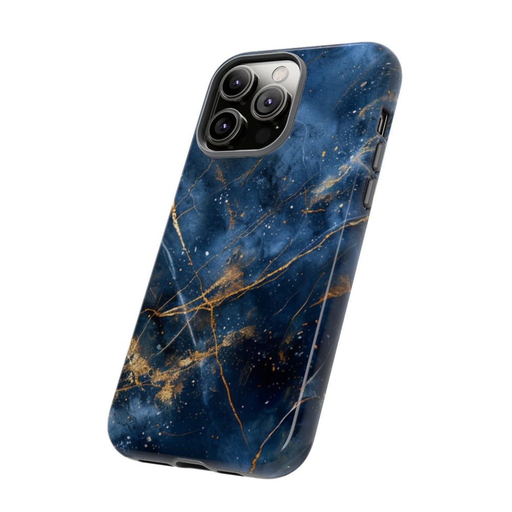 Blauw Marmerpatroon met Gouden Adering