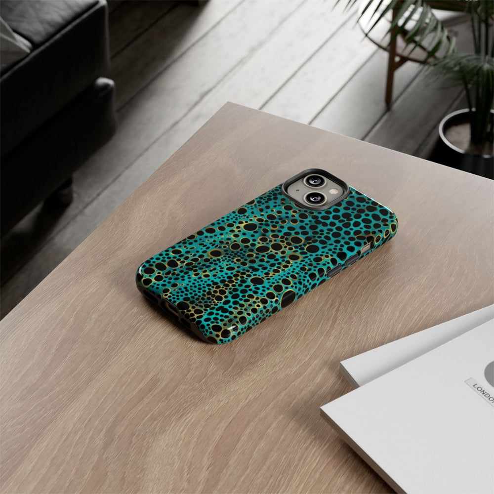 Turquoise en Zwart Abstract Stippenpatroon