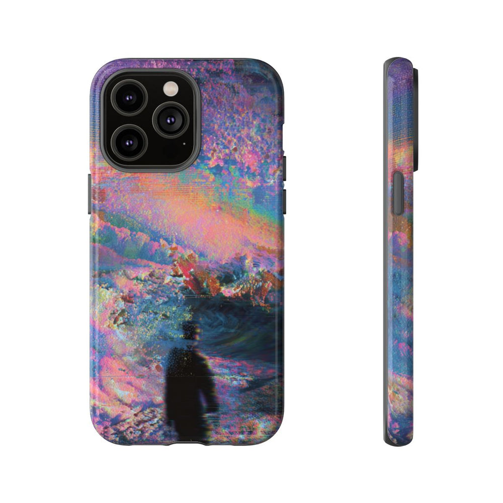 Abstracte Kleurrijke Kosmische Scene met Silhouet