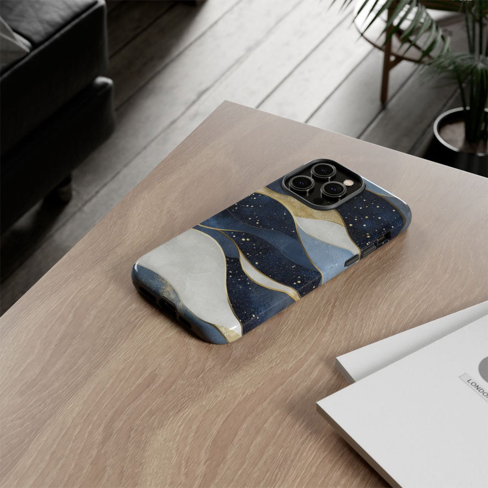 Abstract Blauw-Goud Golvenpatroon