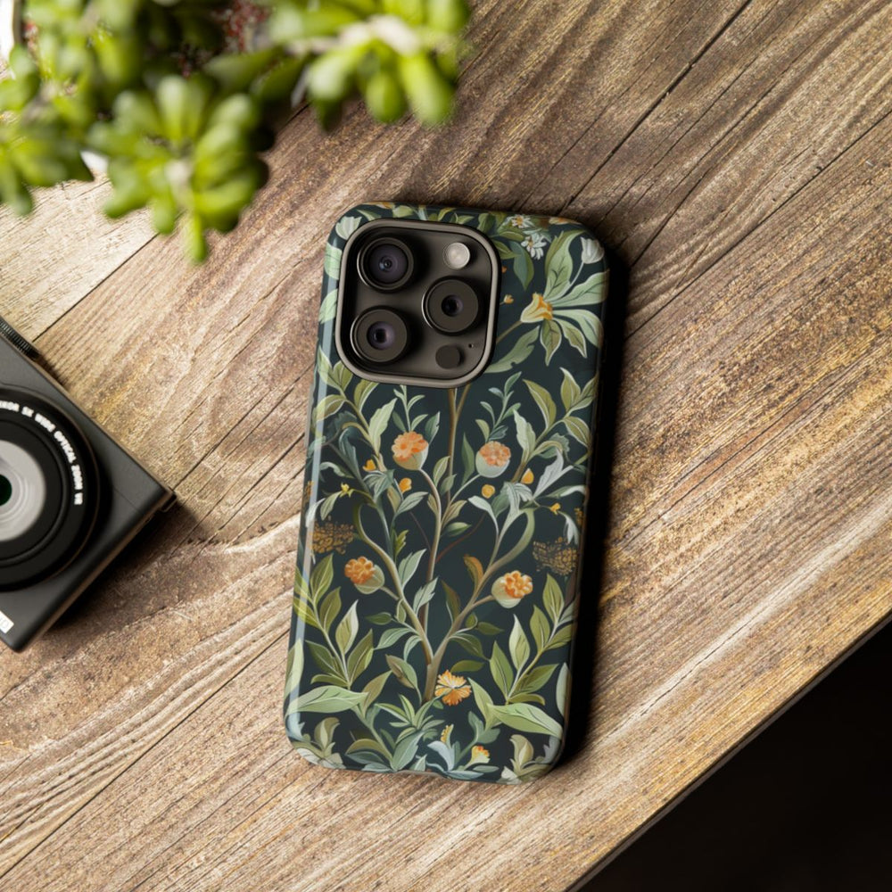 Gedetailleerde Botanische Illustratie met Oranje Bloemen