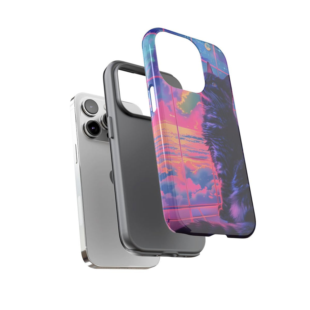 Lofi Vaporwave Kat met Neonlucht