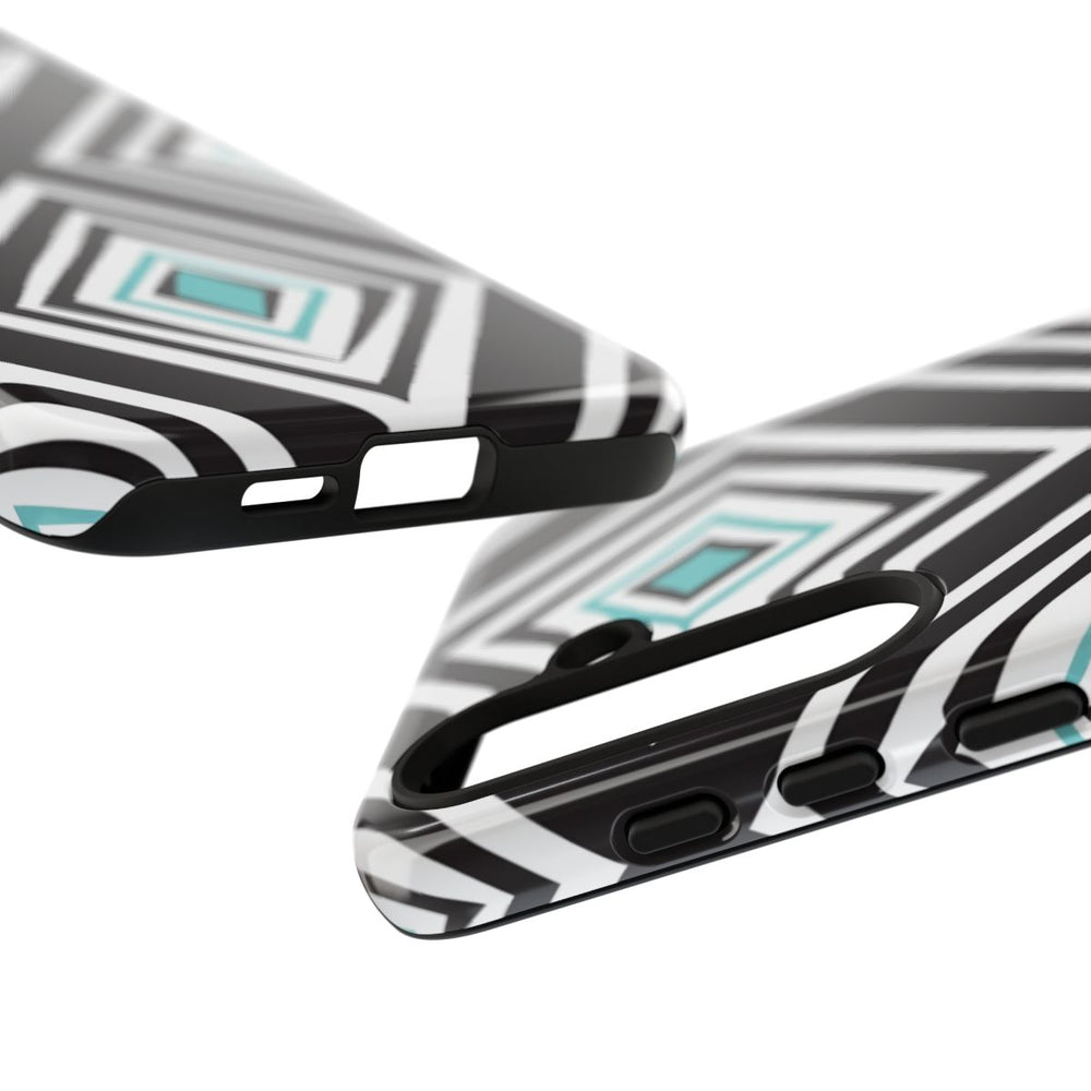 Geometrisch Zwart-Turquoise Diamantpatroon