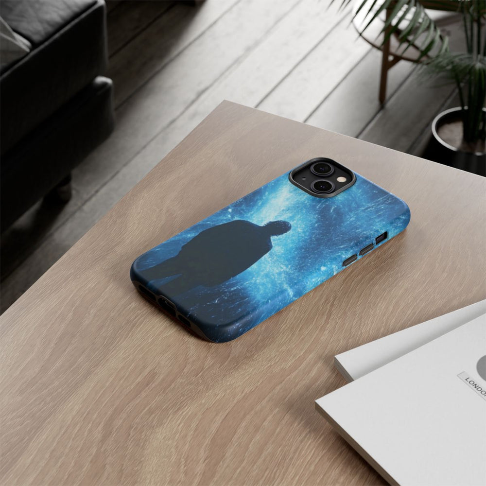 Silhouet met Blauwe Lichtflits
