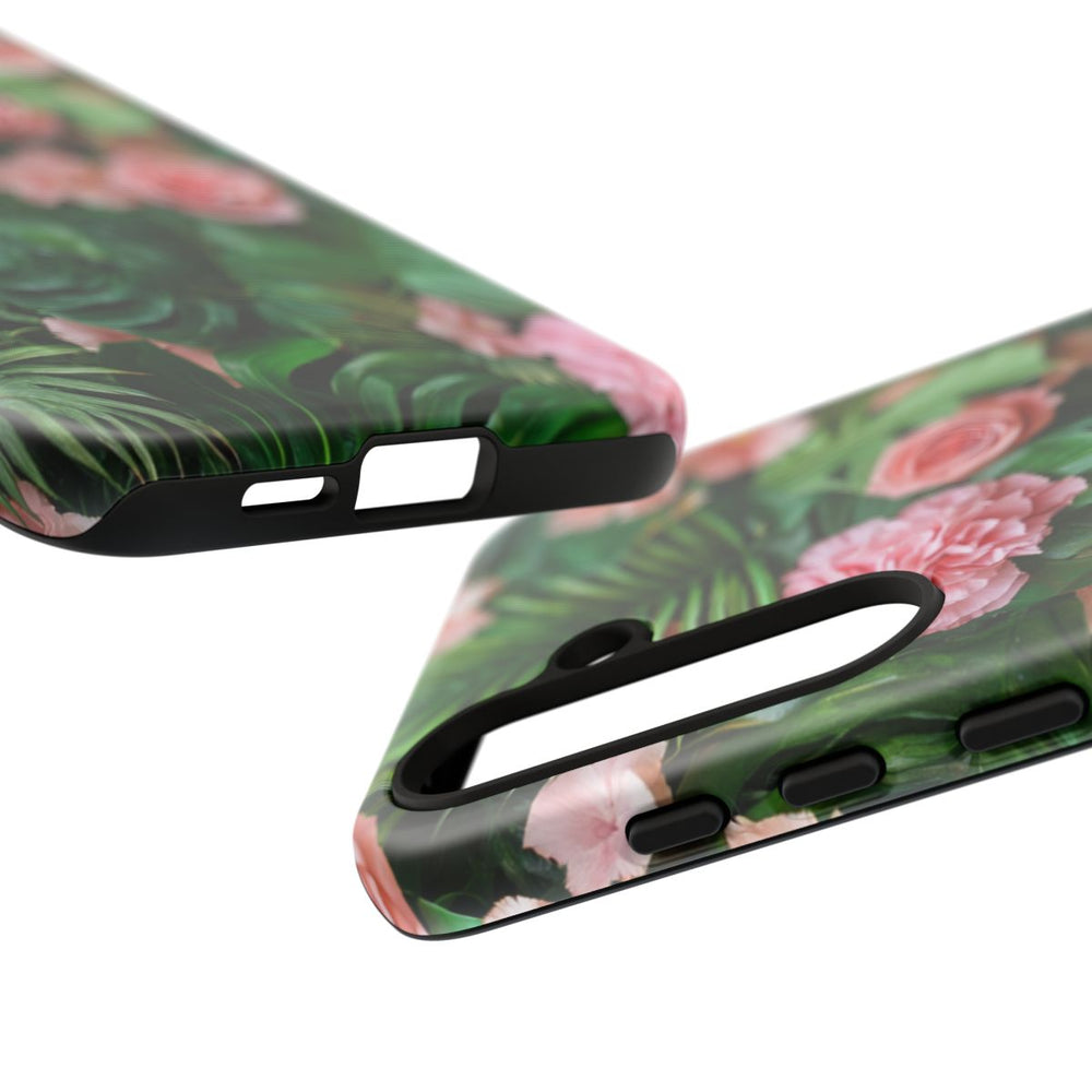 Roze Rozen en Tropische Bladeren Patroon