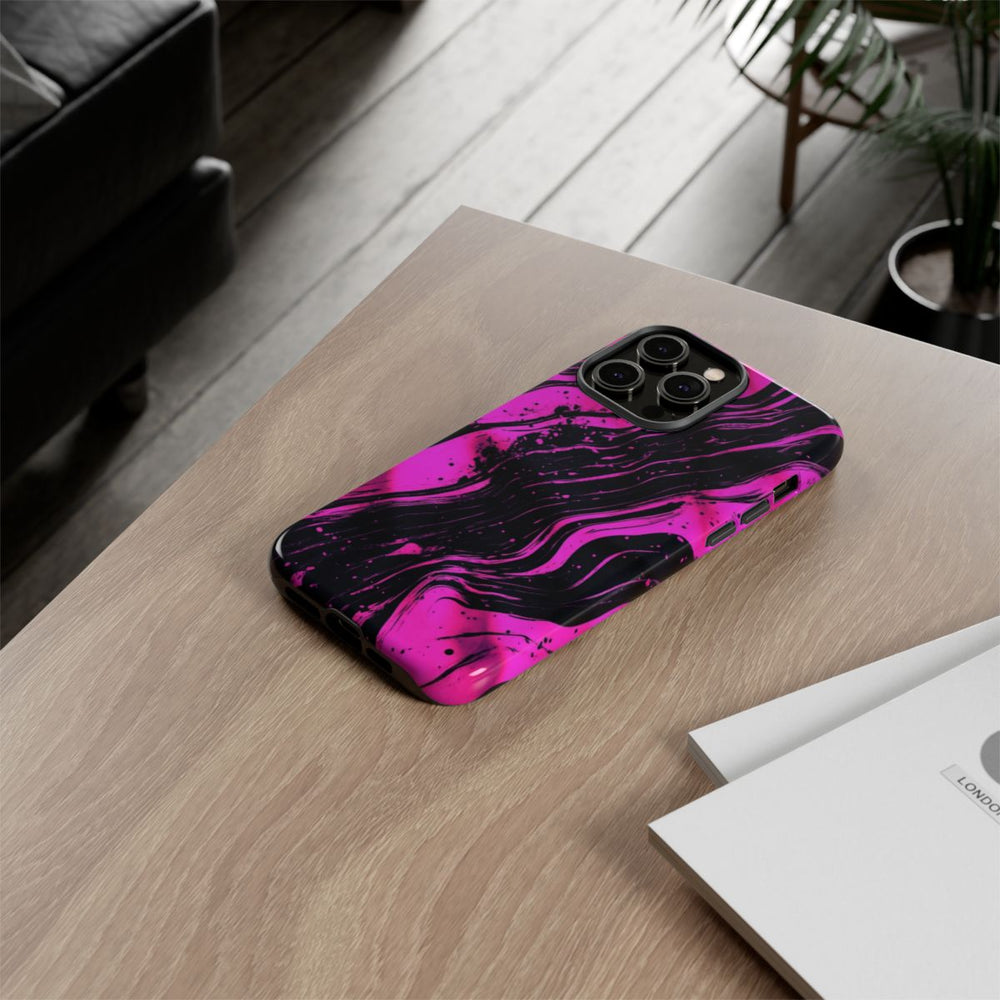 Neonroze en Zwart Abstract Patroon
