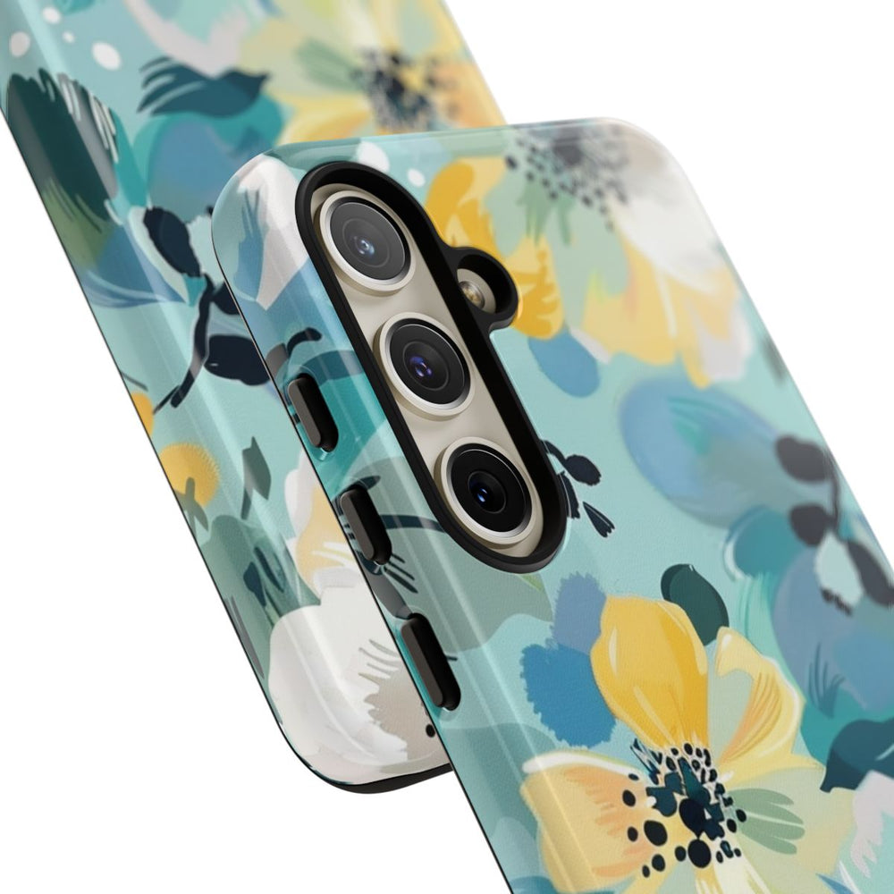 Turquoise Bloemenpatroon met Stippen