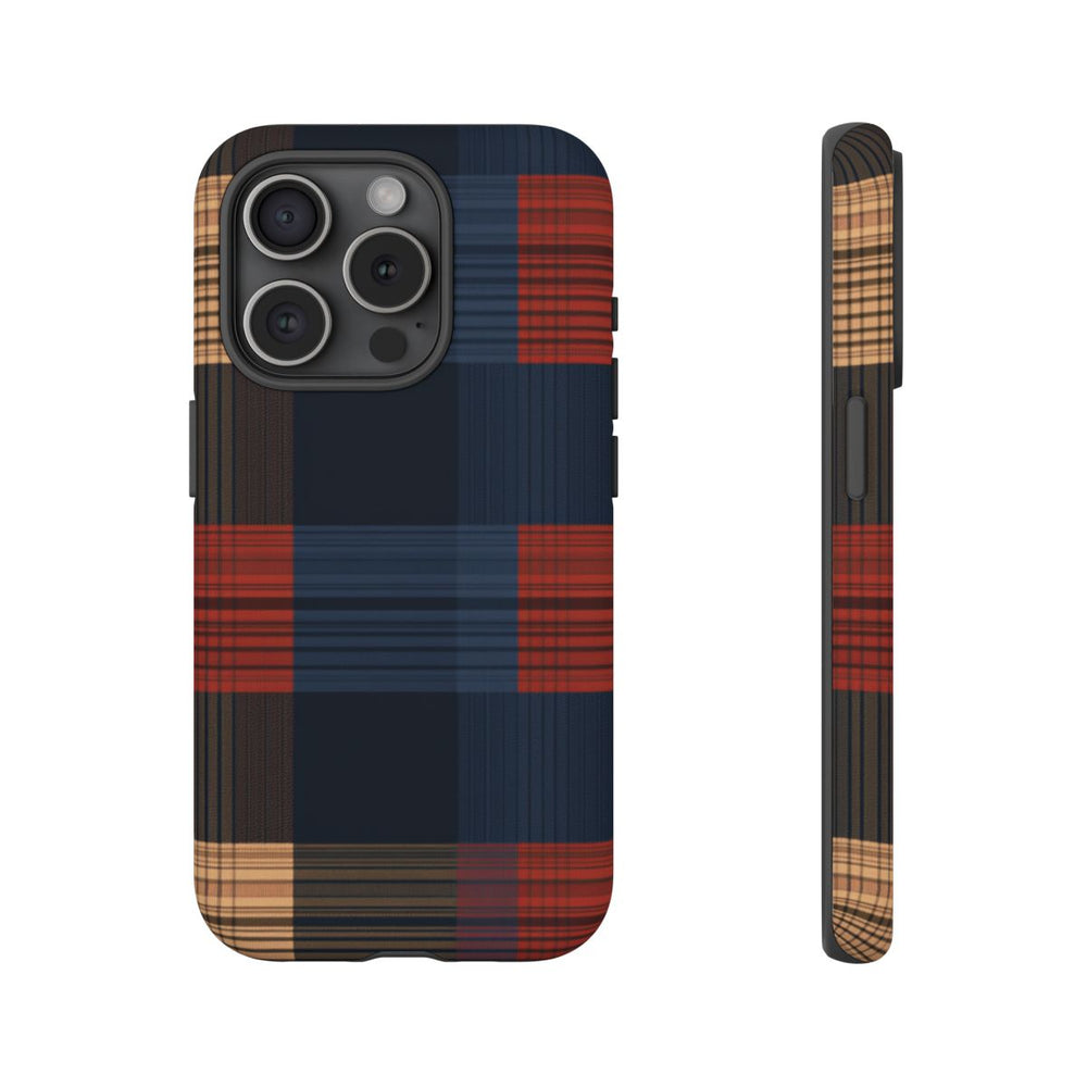 Caramel en Donkerblauw Geruit Patroon
