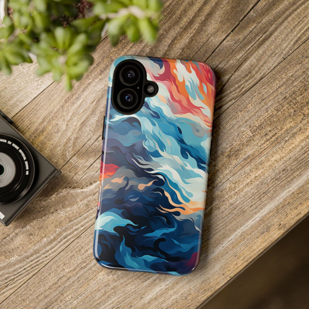 Abstracte Oceaangolven met Vurige Kleuren