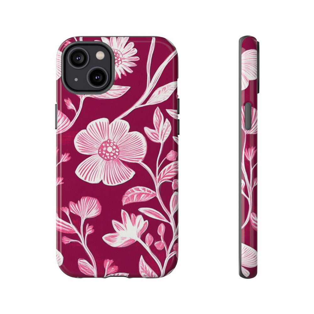 Roze en Witte Bloemenprint
