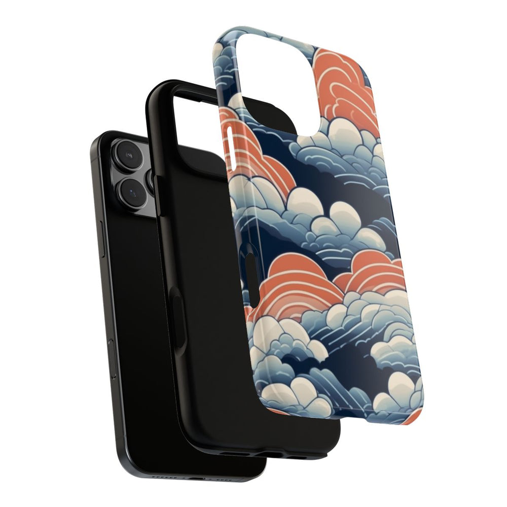 Gestileerd Wolkenpatroon in Blauw en Oranje