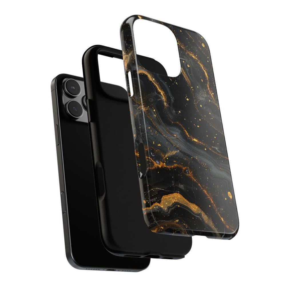 Zwart-Gouden Marmer Abstract Patroon
