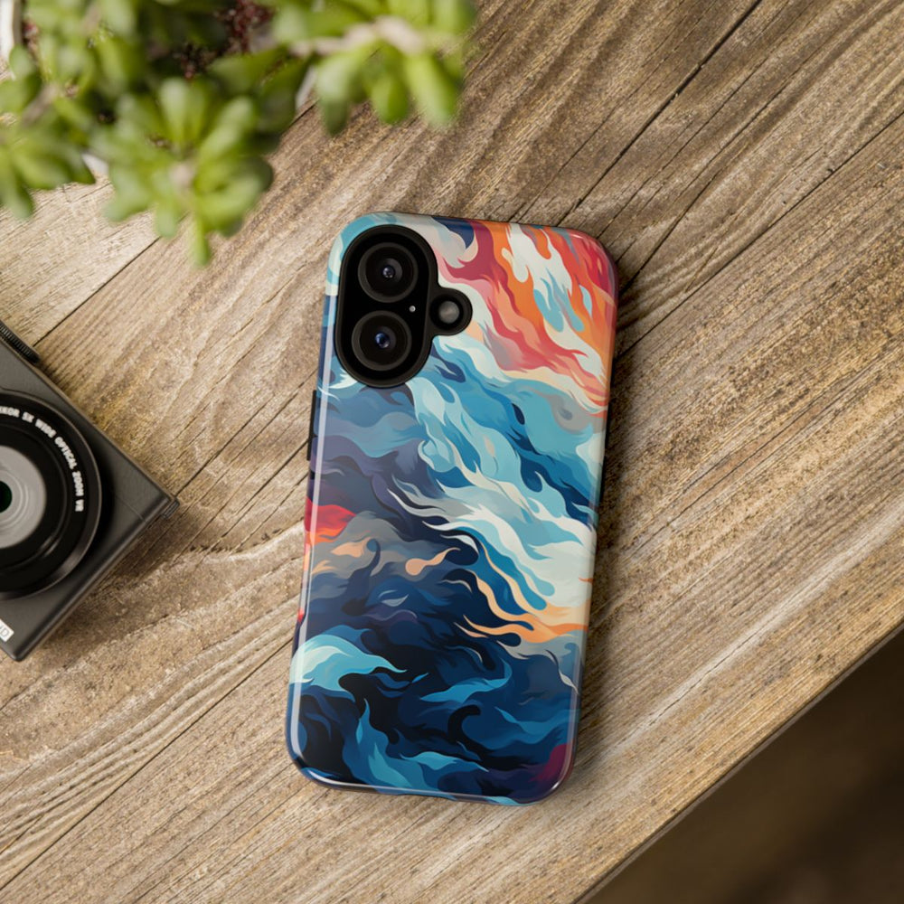 Abstracte Oceaangolven met Vurige Kleuren