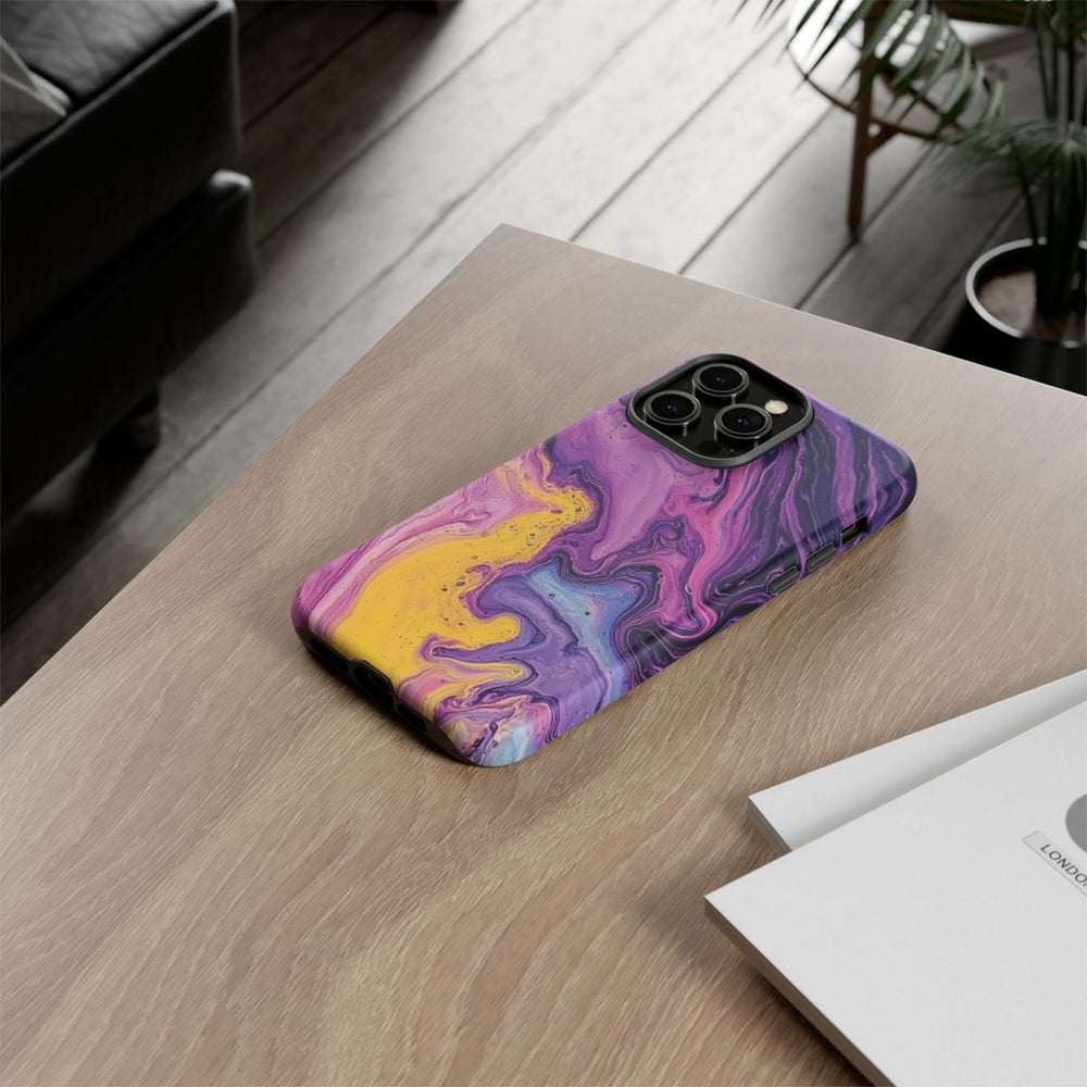 Paars-Geel Abstracte Vloeibare Kunst