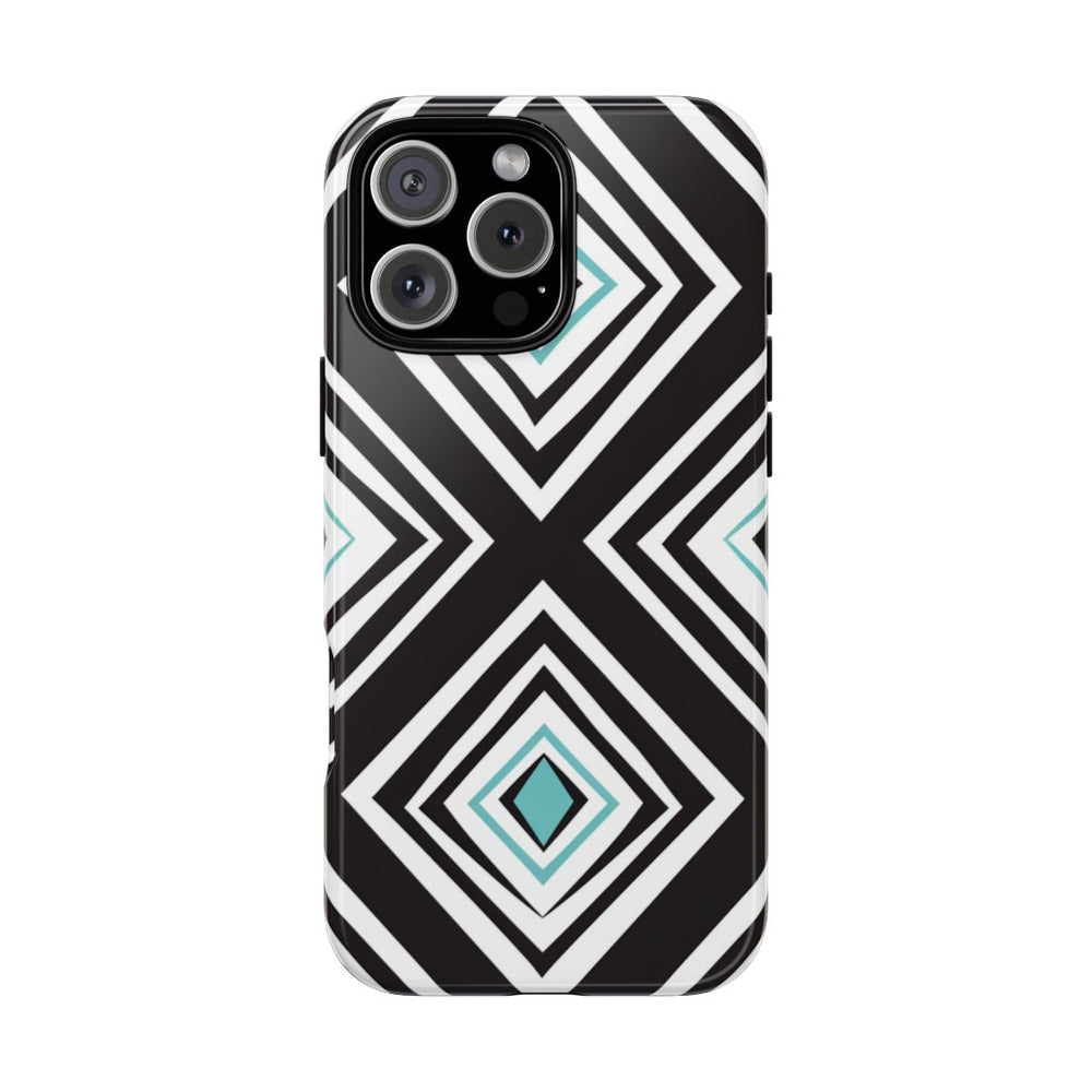Geometrisch Zwart-Turquoise Diamantpatroon