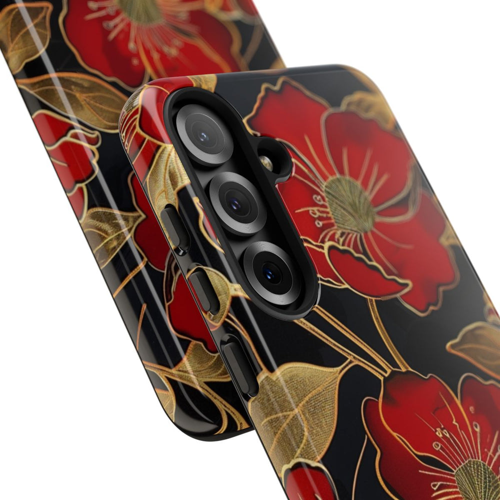 Rood-Gouden Bloemenpatroon