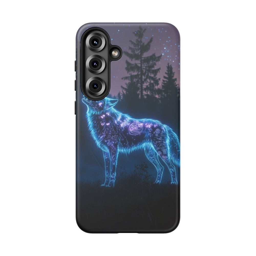 Gloeiende Wolf Huilend Onder Sterren