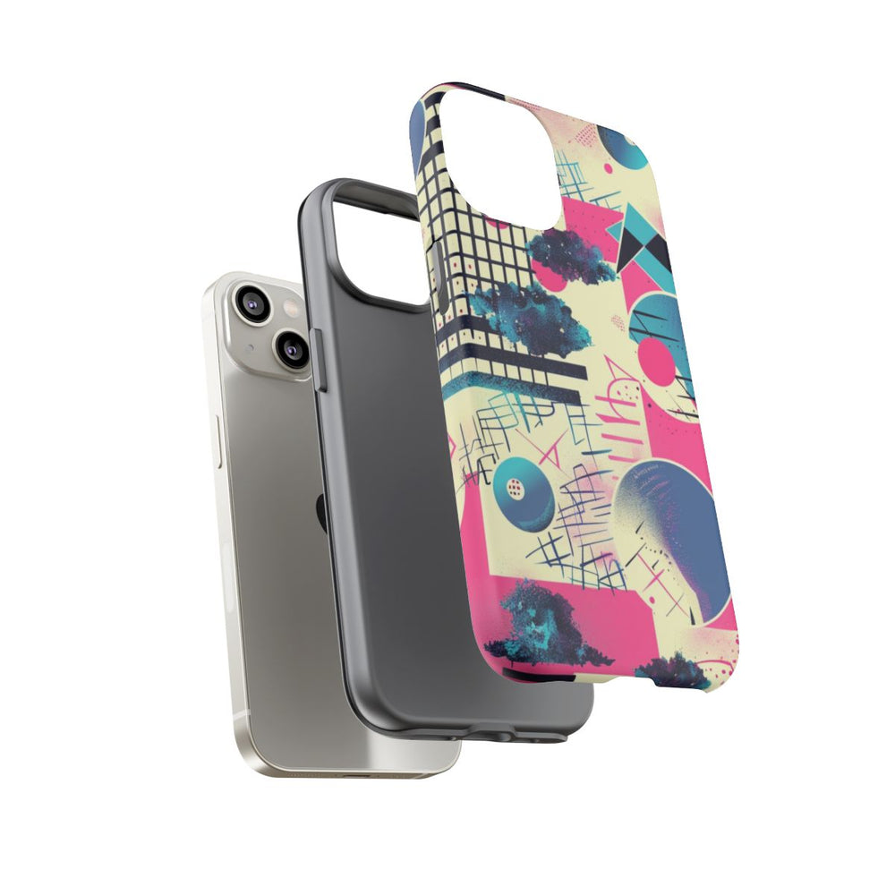 Abstract Geometrisch Patroon in Roze en Blauw