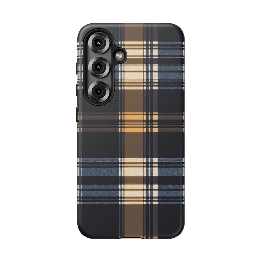 Caramel en Donkerblauw Geruit Patroon