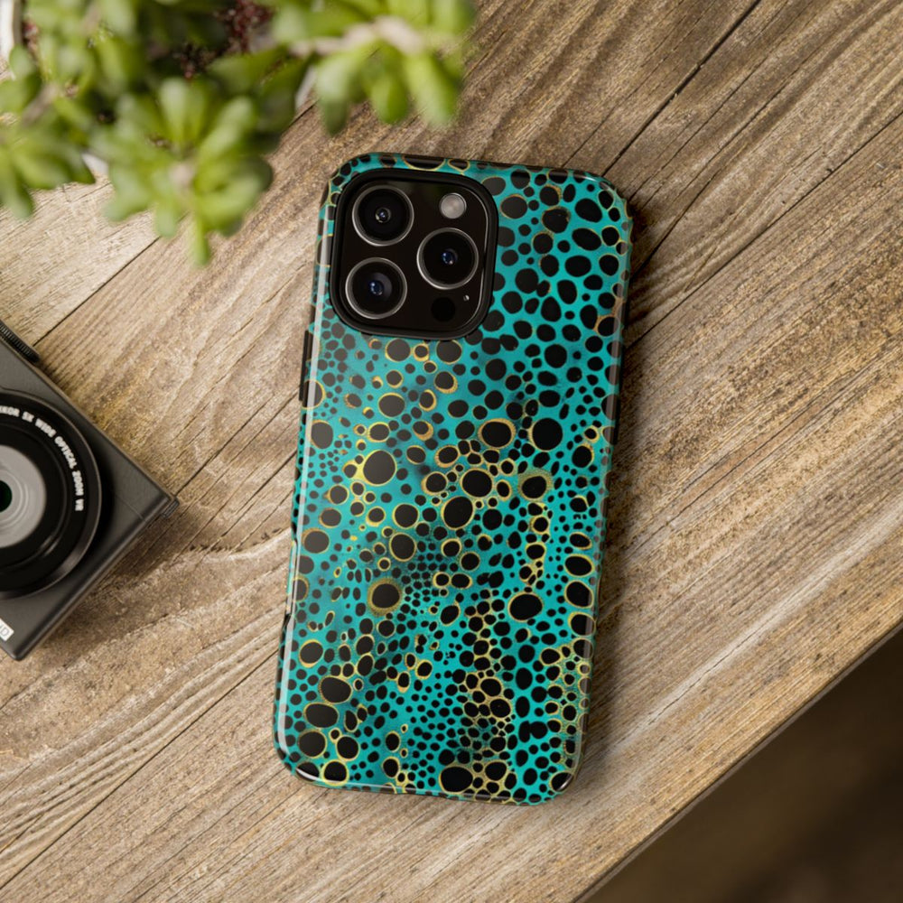 Turquoise en Zwart Abstract Stippenpatroon