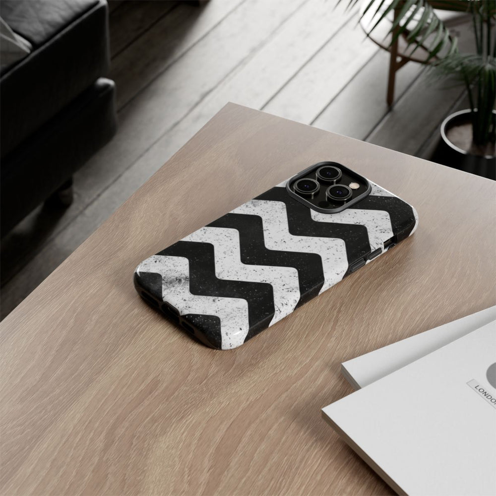 Zwart-Wit Zigzagpatroon met Vintage Effect