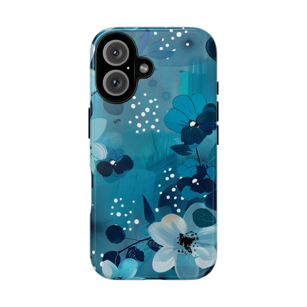 Turquoise Bloemenpatroon met Stippen