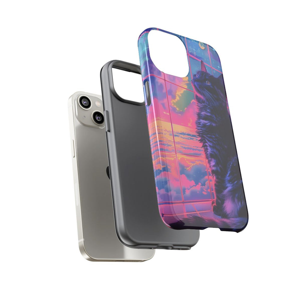 Lofi Vaporwave Kat met Neonlucht