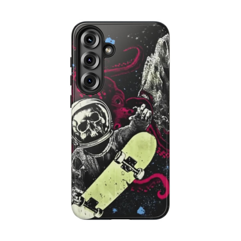 Schedel-Astronaut met Skateboard en Octopus