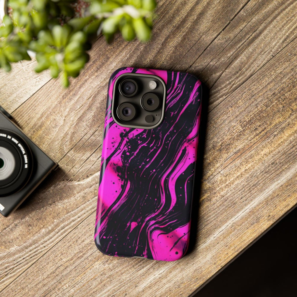 Neonroze en Zwart Abstract Patroon