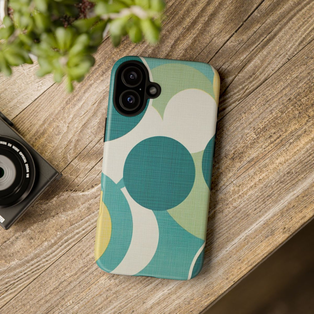 Retro Patroon met Blauwe en Gele Cirkels