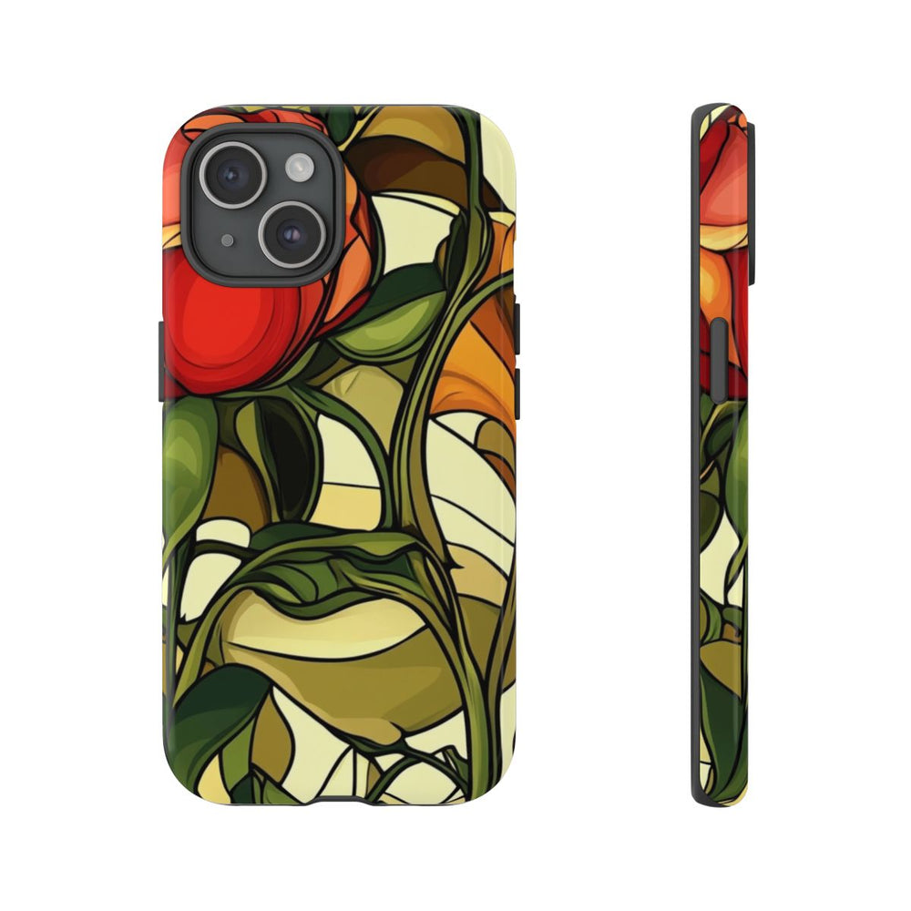 Rood-Oranje Art Nouveau Bloemmotief