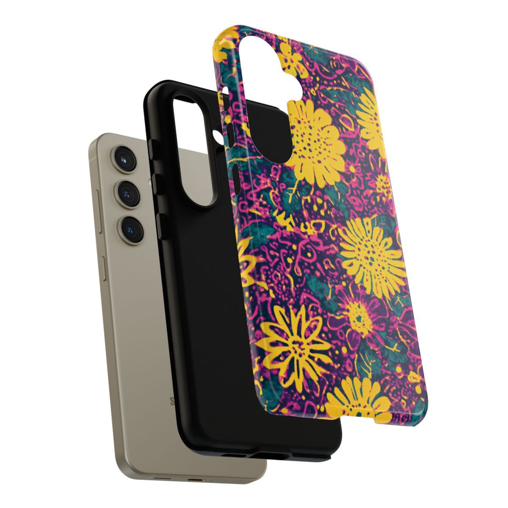 Gele en Paarse Bloemenprint