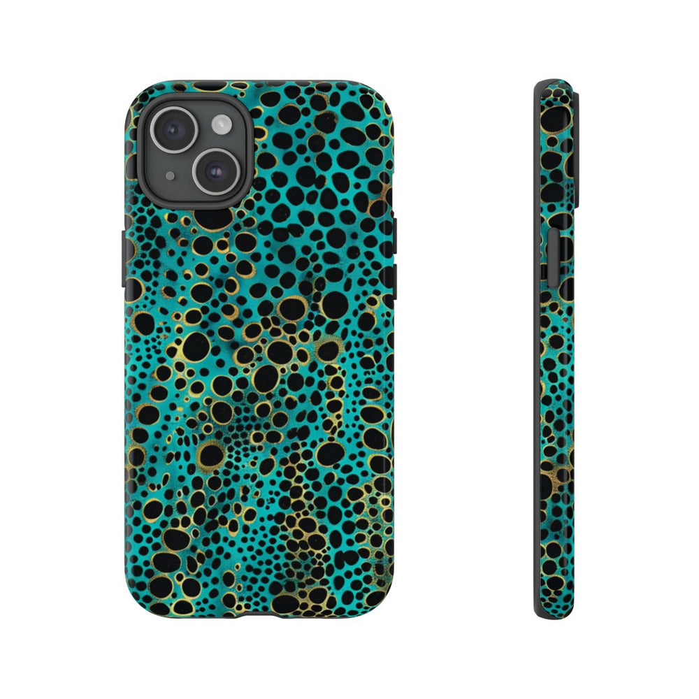 Turquoise en Zwart Abstract Stippenpatroon