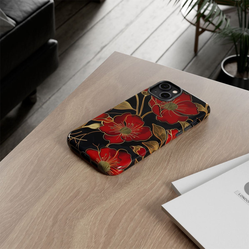 Rood-Gouden Bloemenpatroon
