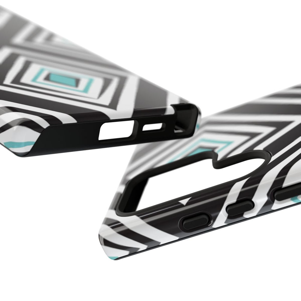 Geometrisch Zwart-Turquoise Diamantpatroon
