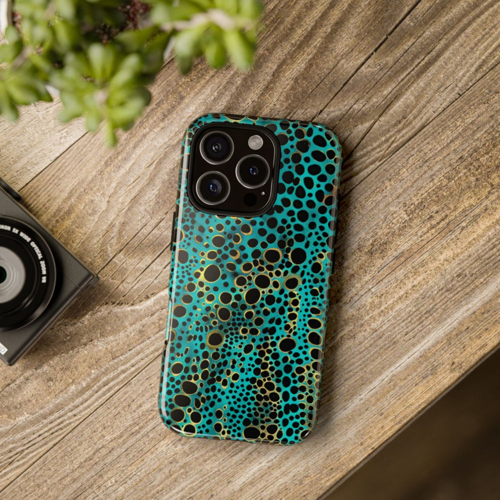 Turquoise en Zwart Abstract Stippenpatroon