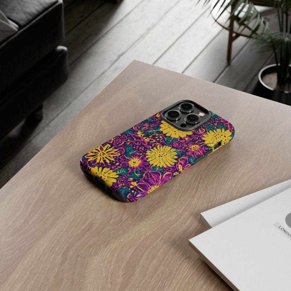 Gele en Paarse Bloemenprint
