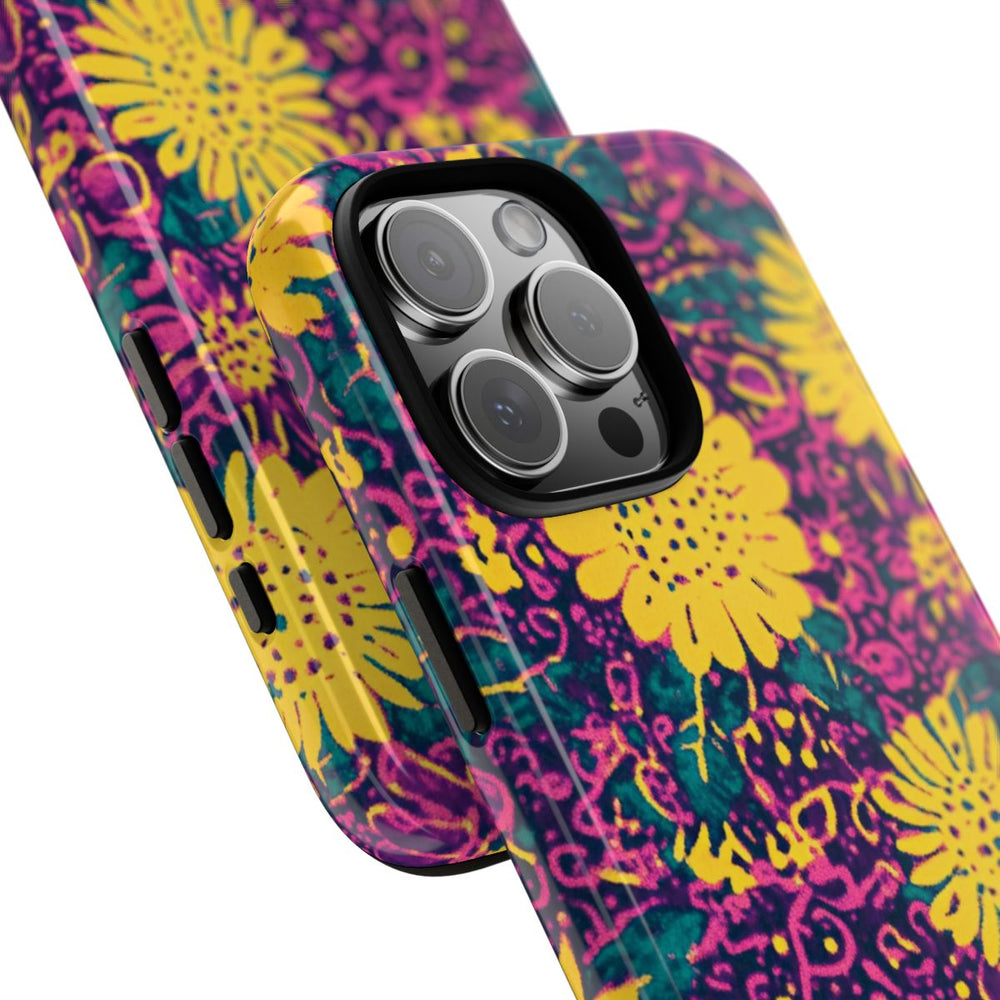 Gele en Paarse Bloemenprint