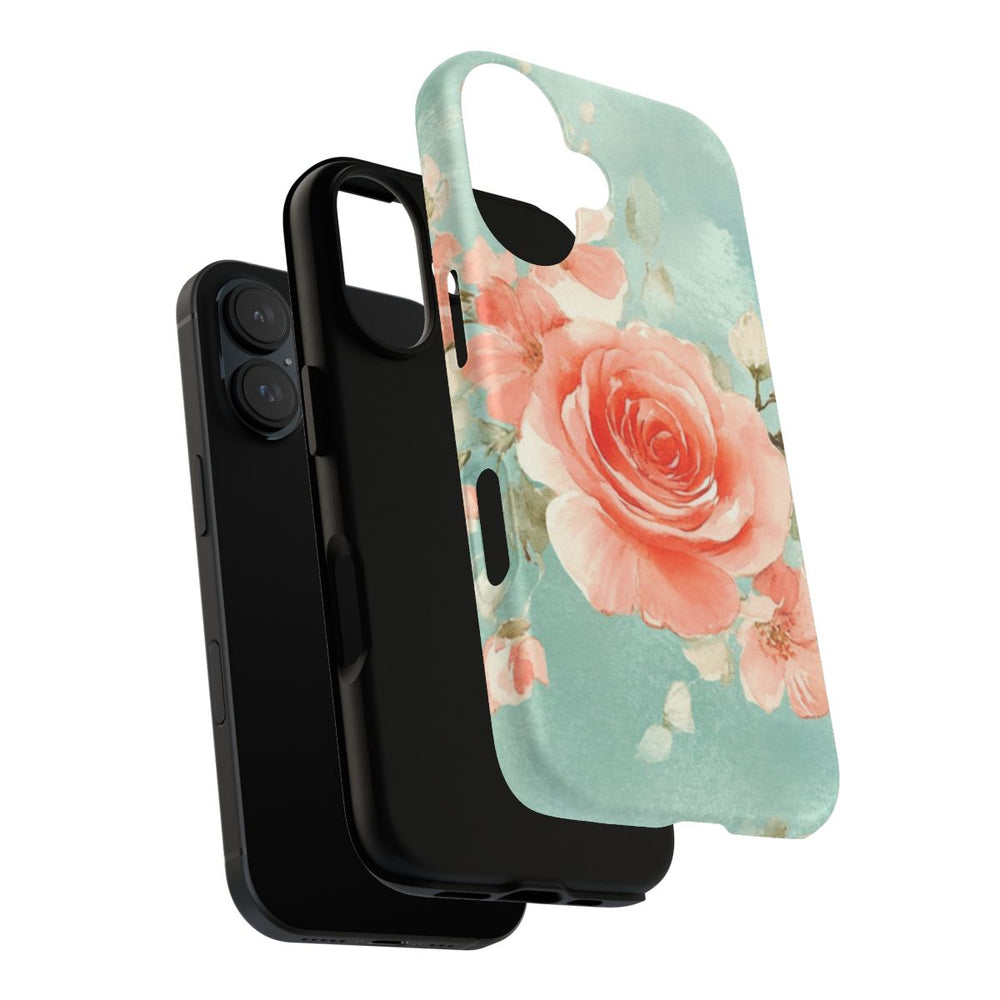 Aquarel Roze Rozen op Turquoise Achtergrond